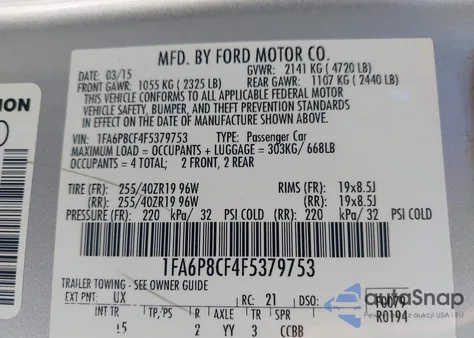 2015 Ford Mustang Gt Premium из США, поврежденный, VIN 1FA6P8CF4F5379753